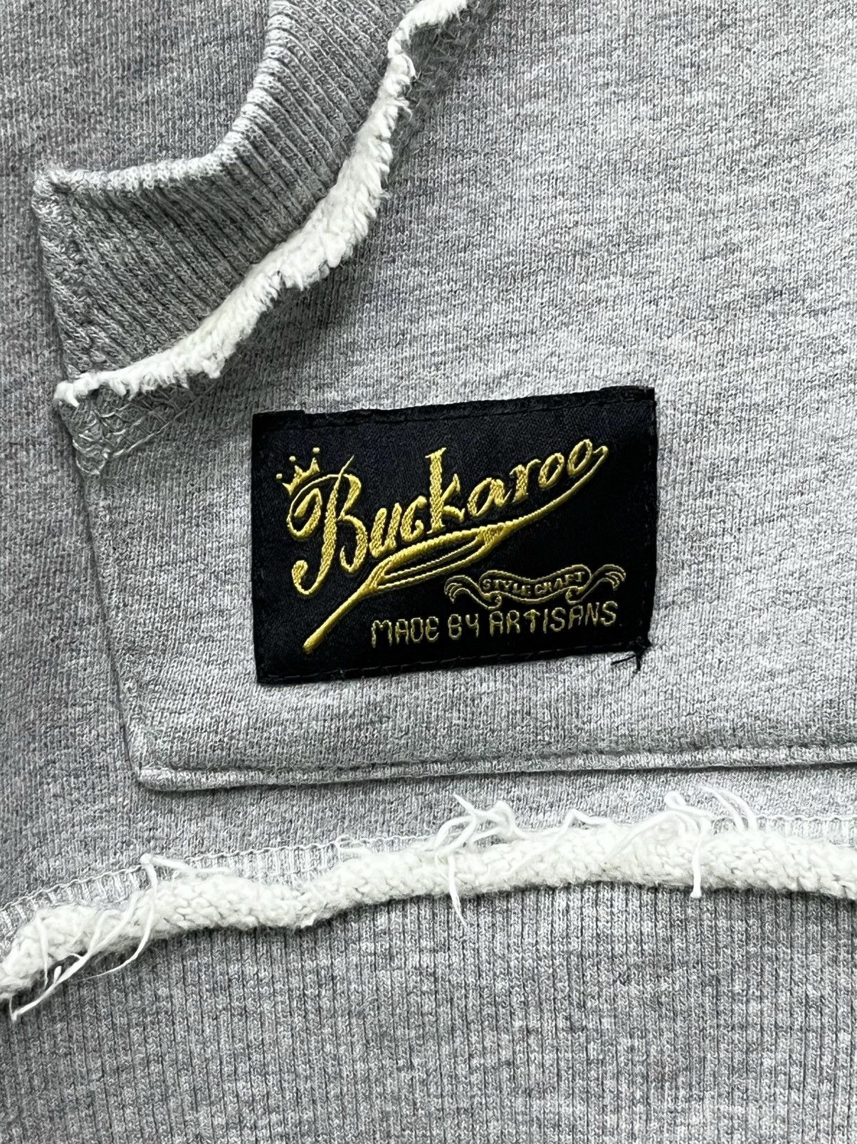 BUCKAROO RARE💀Buckaroo Punk Skull Embroidery Raw Hem Zip Hoodie Grey Size US M / EU 48-50 / 2 - 5 Thumbnail