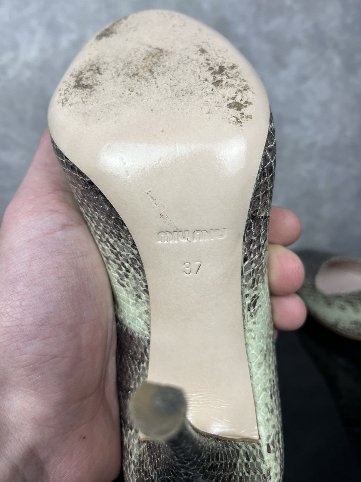 Miu Miu MIU MIU Snakeskin Ayers Pointed Toe Pumps Agave Green EU 37 Size US 7 / IT 37 - 10 Thumbnail