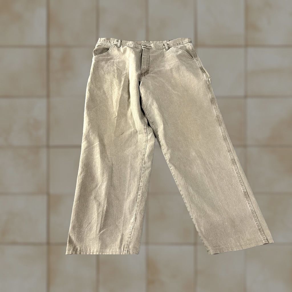 Wrangler Wrangler Carpenter Pants Mens 38x31 Beige Cotton Workwear Pants 100% Cotton Flat Front Straight Leg Size US 36 / EU 52 - 1 Thumbnail