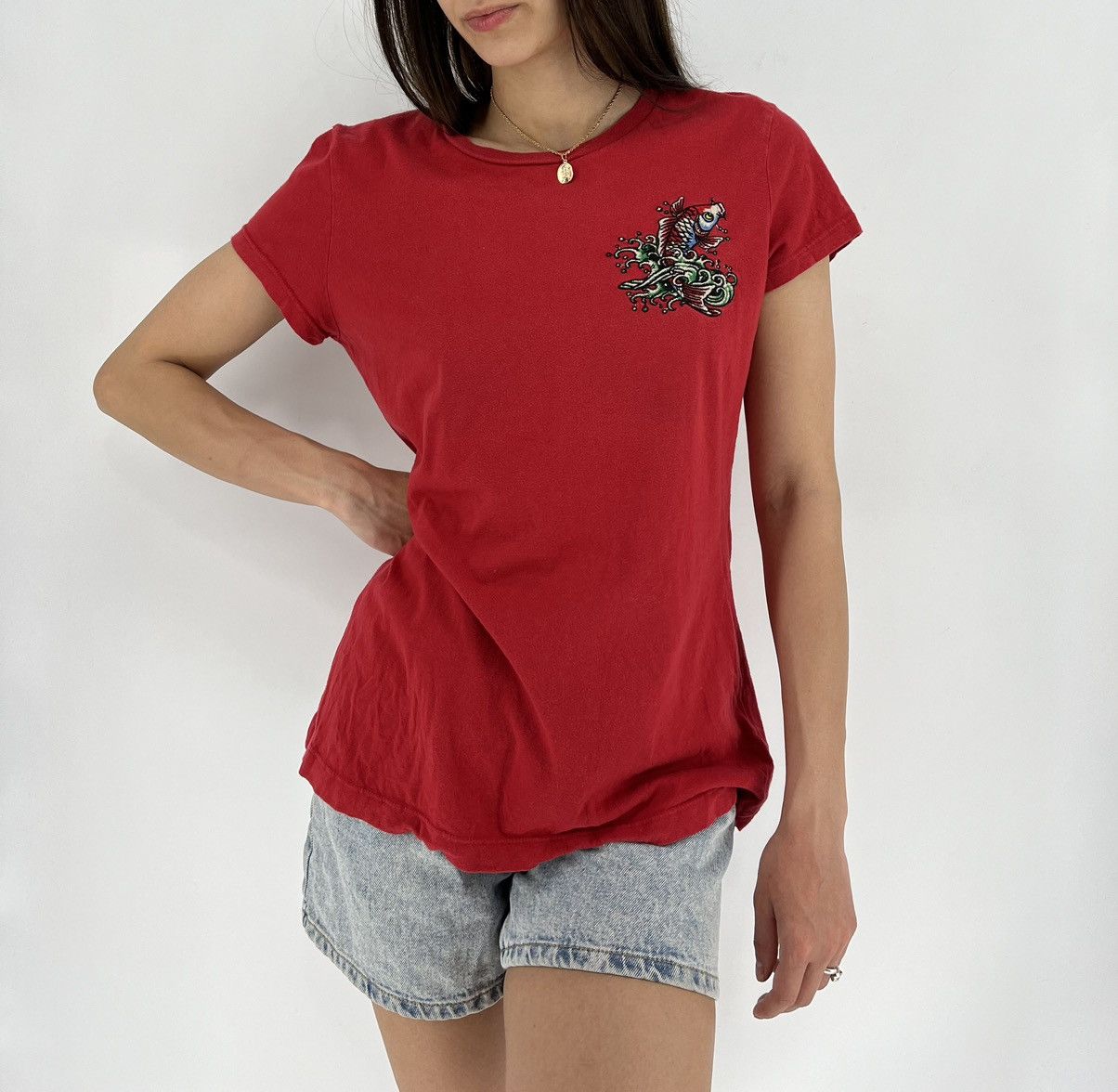 Affliction × Christian Audigier × Ed Hardy Vintage Y2K Christian Audigier Women’s Rhinestones T-Shirt Size L / US 10 / IT 46 - 1 Thumbnail
