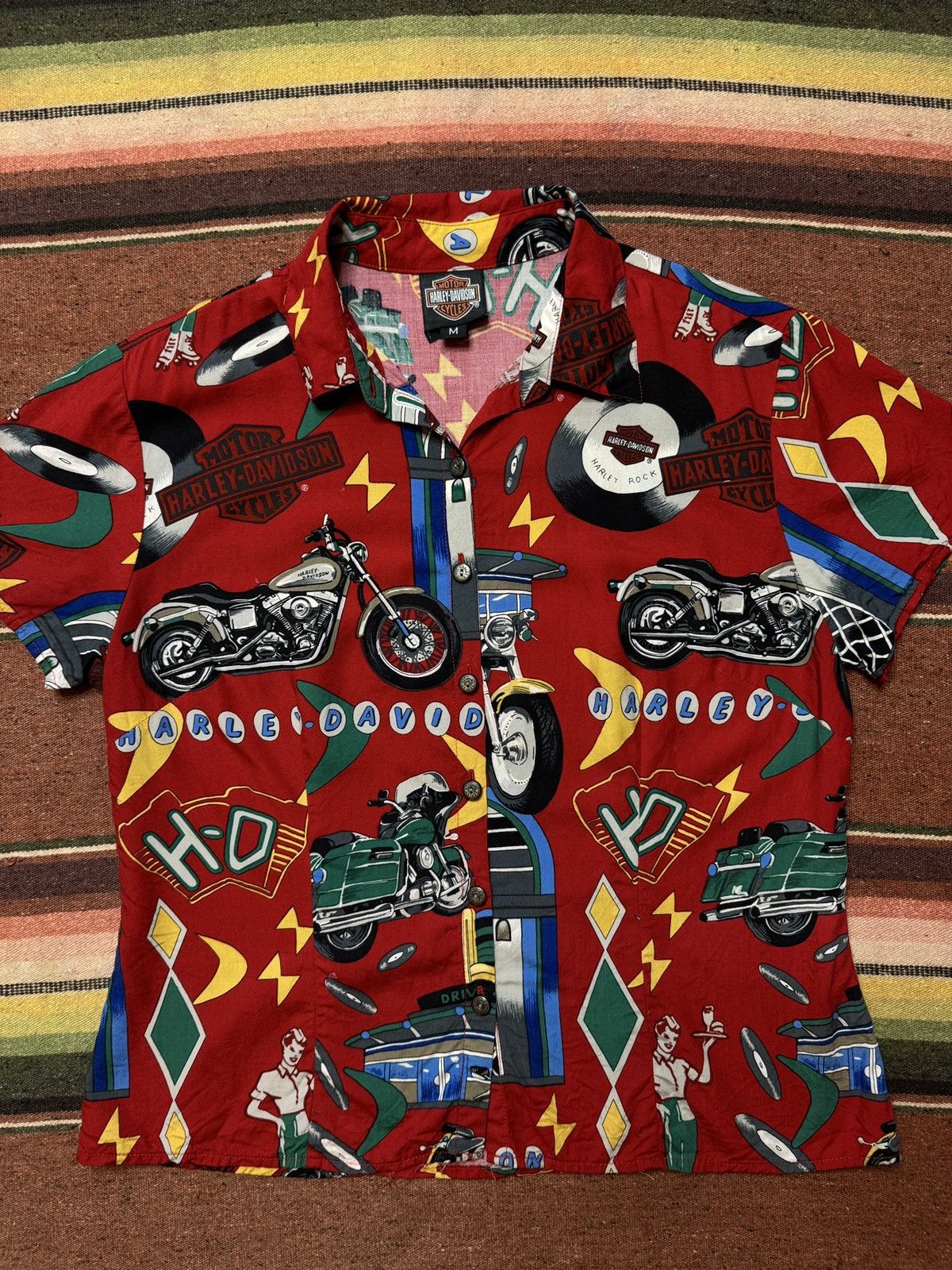 Harley Davidson × Vintage Vintage 90's Made in Hawaii Harley Davidson Button Up Shirt Size M / US 6-8 / IT 42-44 - 1 Thumbnail