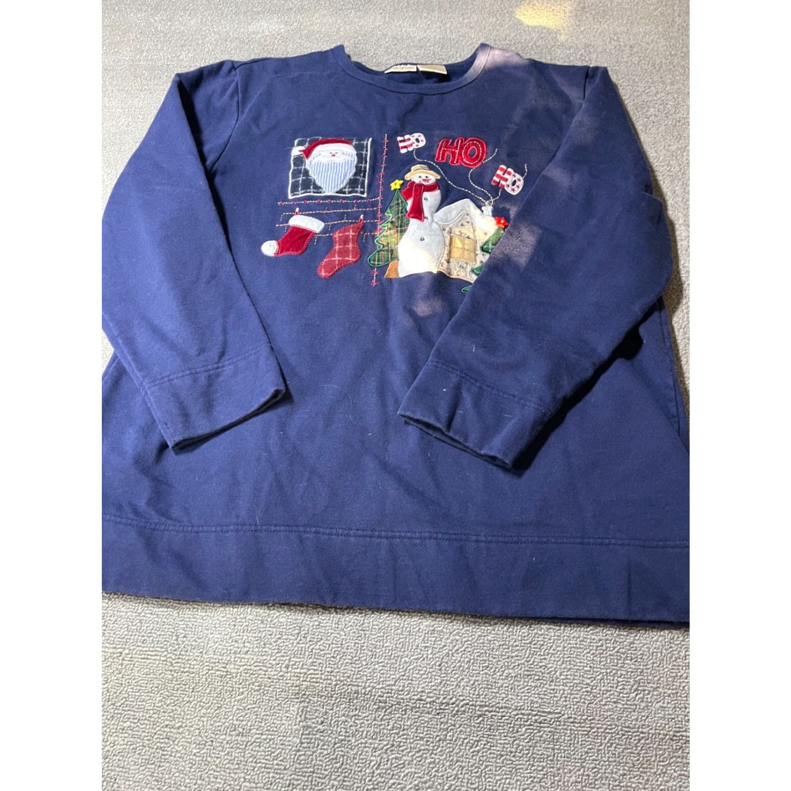 Vintage VINTAGE Bobbie Brooks Christmas Sweater Womens Large Blue Santa Snowman Knit Pullover Boatneck Sleeveless, Regular Fit, Christmas Theme Women Size L / US 10 / IT 46 - 2 Thumbnail