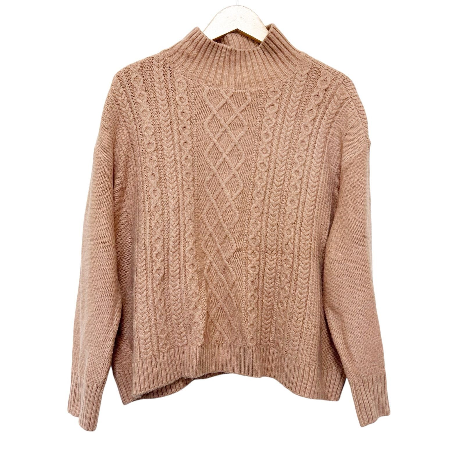 Loft Loft Tan Knit Wool Blend Mock Neck Sweater Sz M Size M / US 6-8 / IT 42-44 - 1 Thumbnail