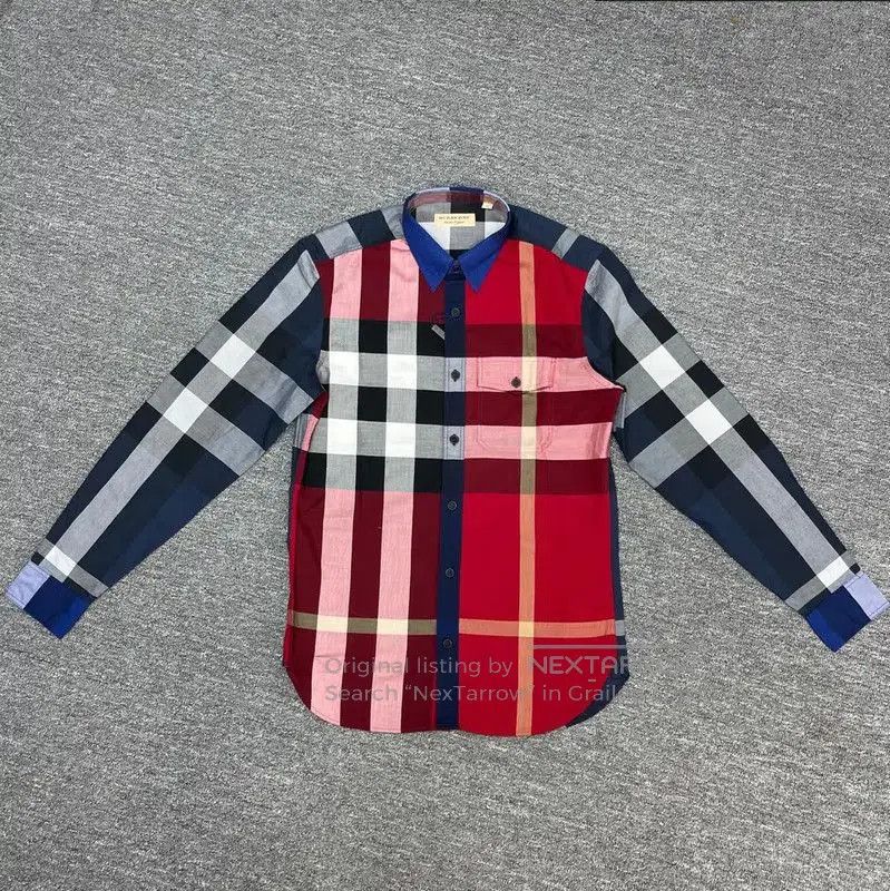 Burberry Burberry Red Cotton Check Long Sleeve Shirt. Size US S / EU 44-46 / 1 - 1 Thumbnail