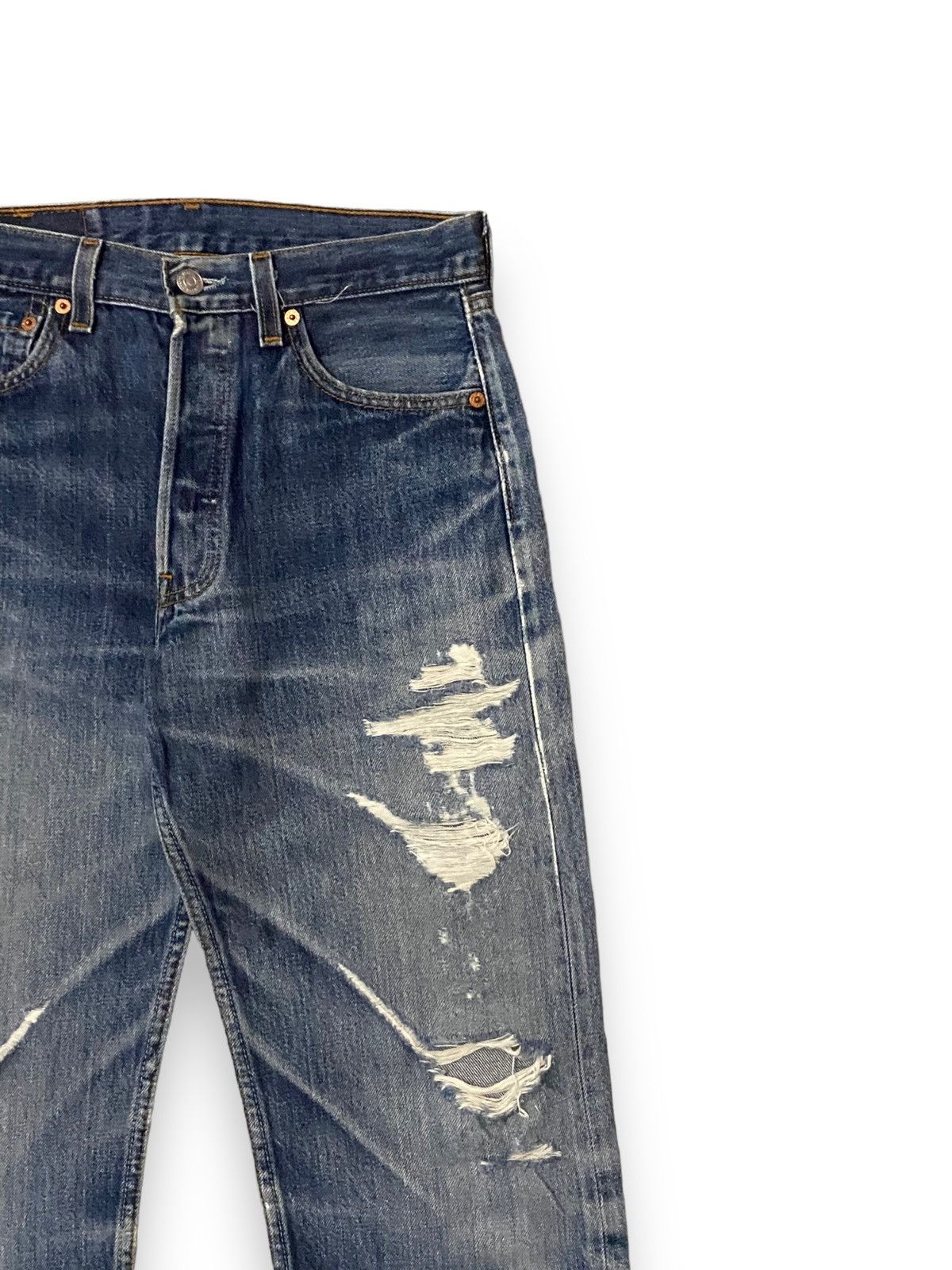 Levi's Levis 501 555 Distressed Light Washed Honeycomb Button Fly Size US 28 / EU 44 - 7 Thumbnail