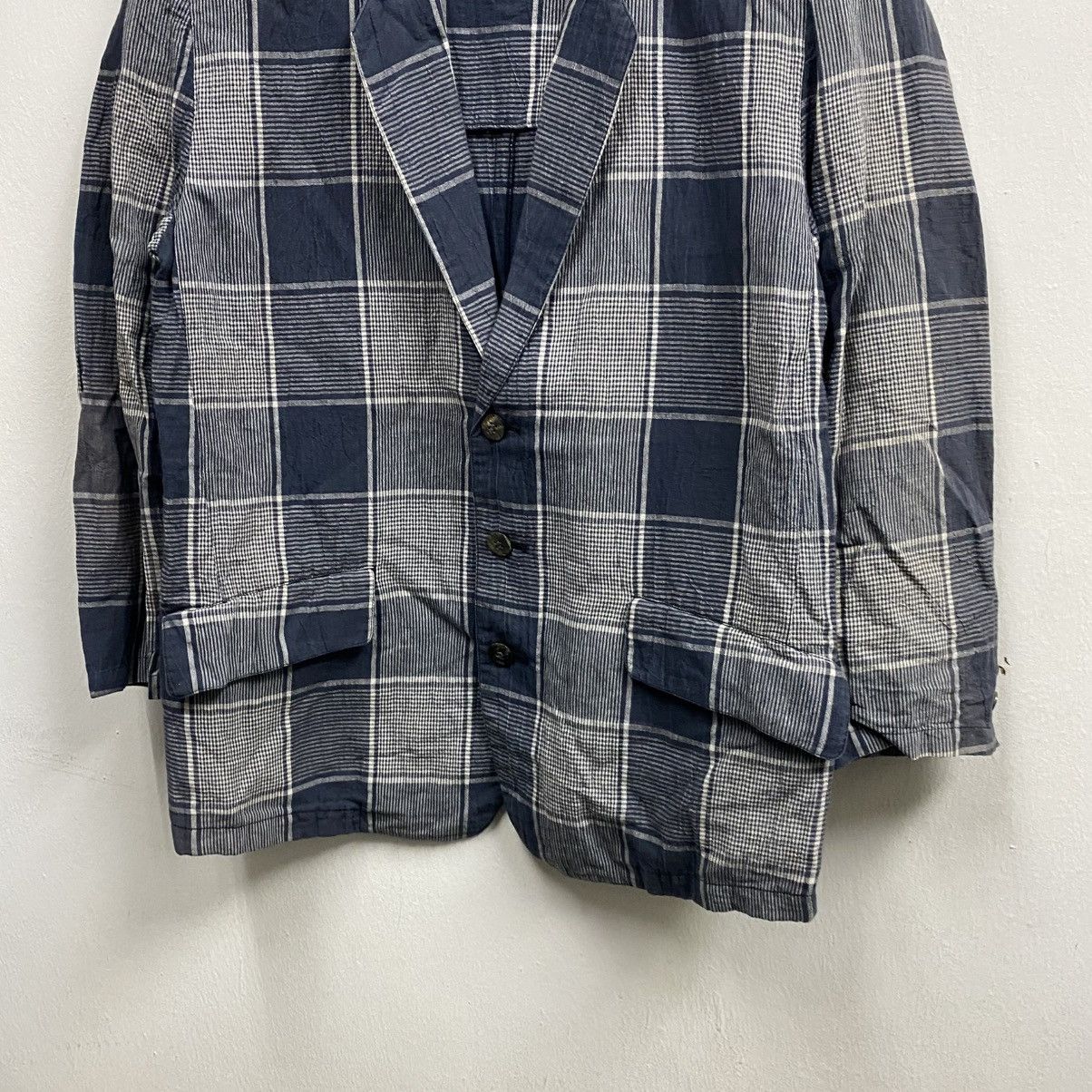 Issey Miyake vintage I.S. Issey Miyake gingham light layer blazer jacket Size 42L - 5 Thumbnail