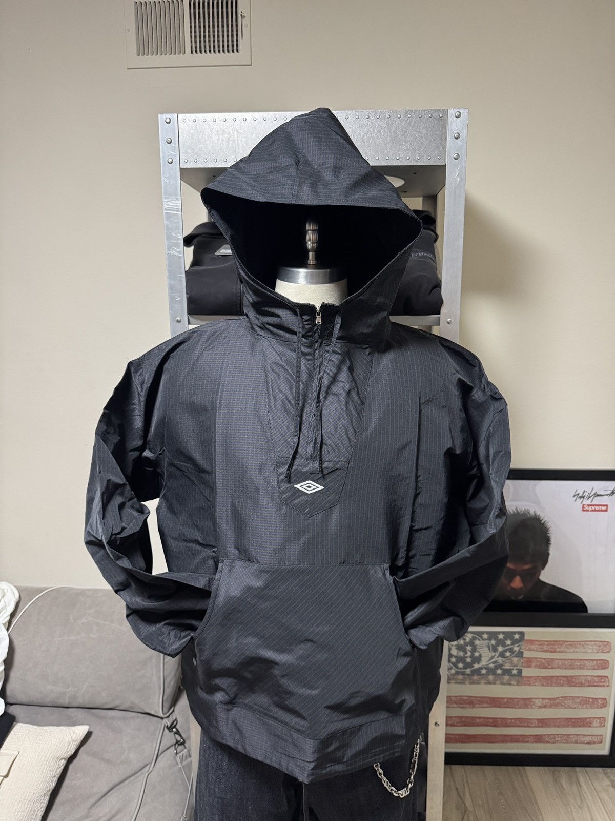 Slam Jam × Umbro DS Slam Jam Umbro Check Masked Anorak Jacket Navy Size US L / EU 52-54 / 3 - 11 Thumbnail