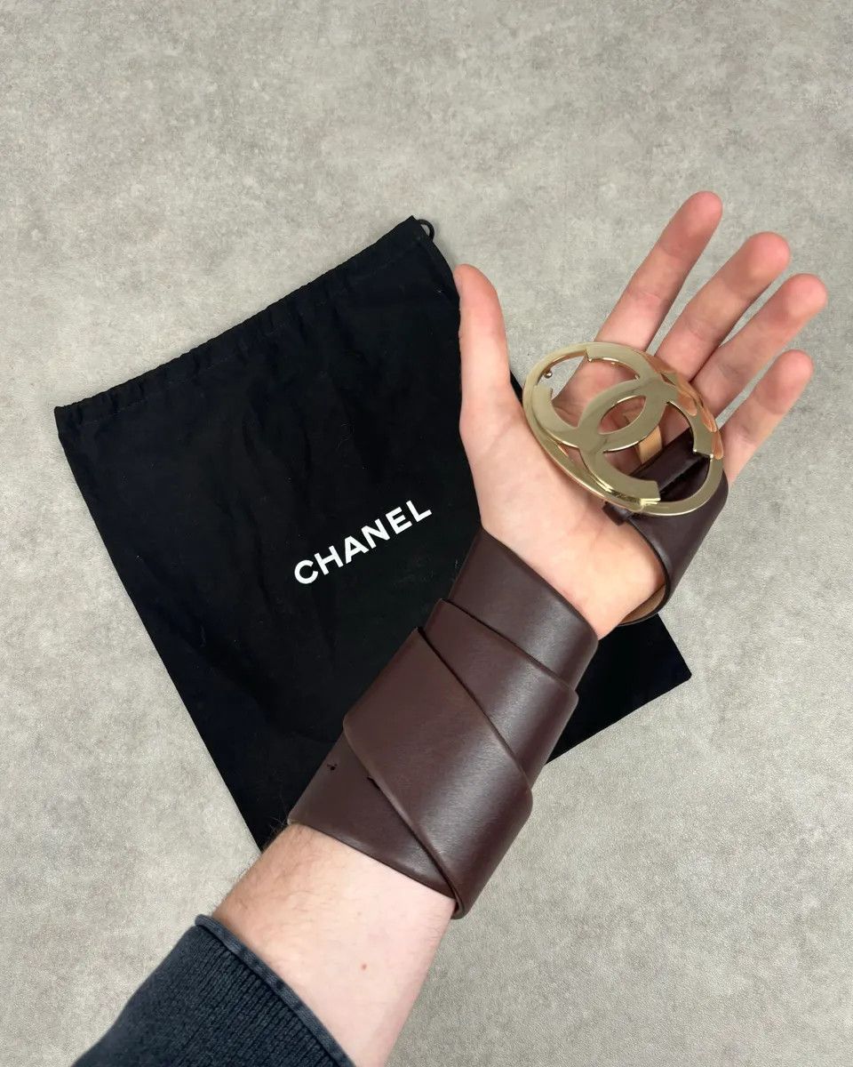 Chanel Chanel Brown Leather Gold-Tone Buckle Belt Size ONE SIZE - 2 Thumbnail
