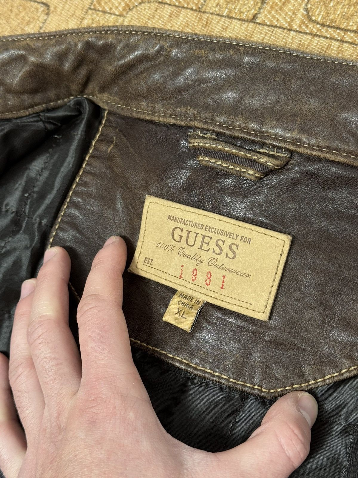 Guess Guess Leather Jacket Classic Style Brown color size XL Size US XL / EU 56 / 4 - 9 Thumbnail