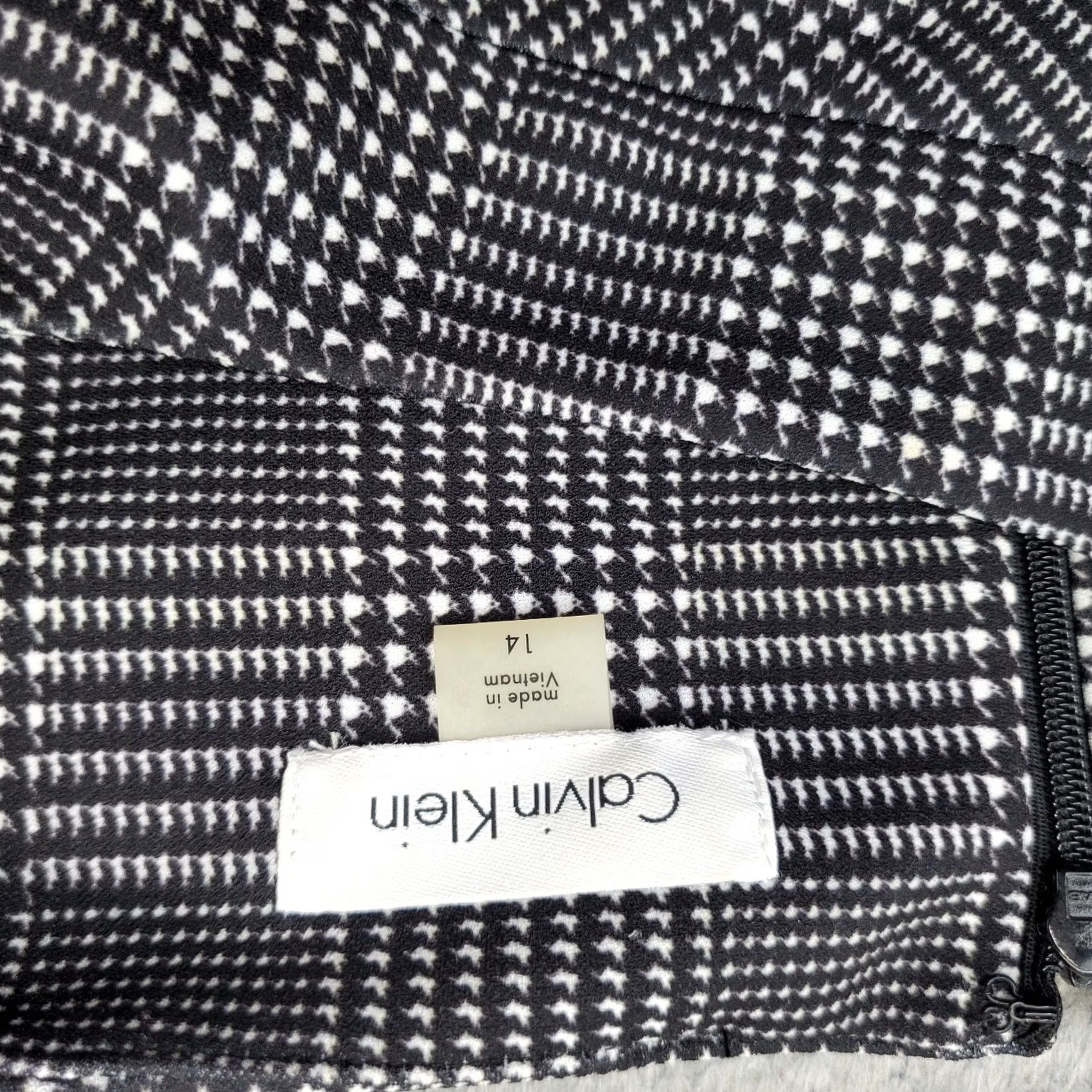 Calvin Klein Calvin Klein Starburst Sheath Dress Womens 14 White Black Houndstooth Back Zip Size XL / US 12-14 / IT 48-50 - 3 Thumbnail