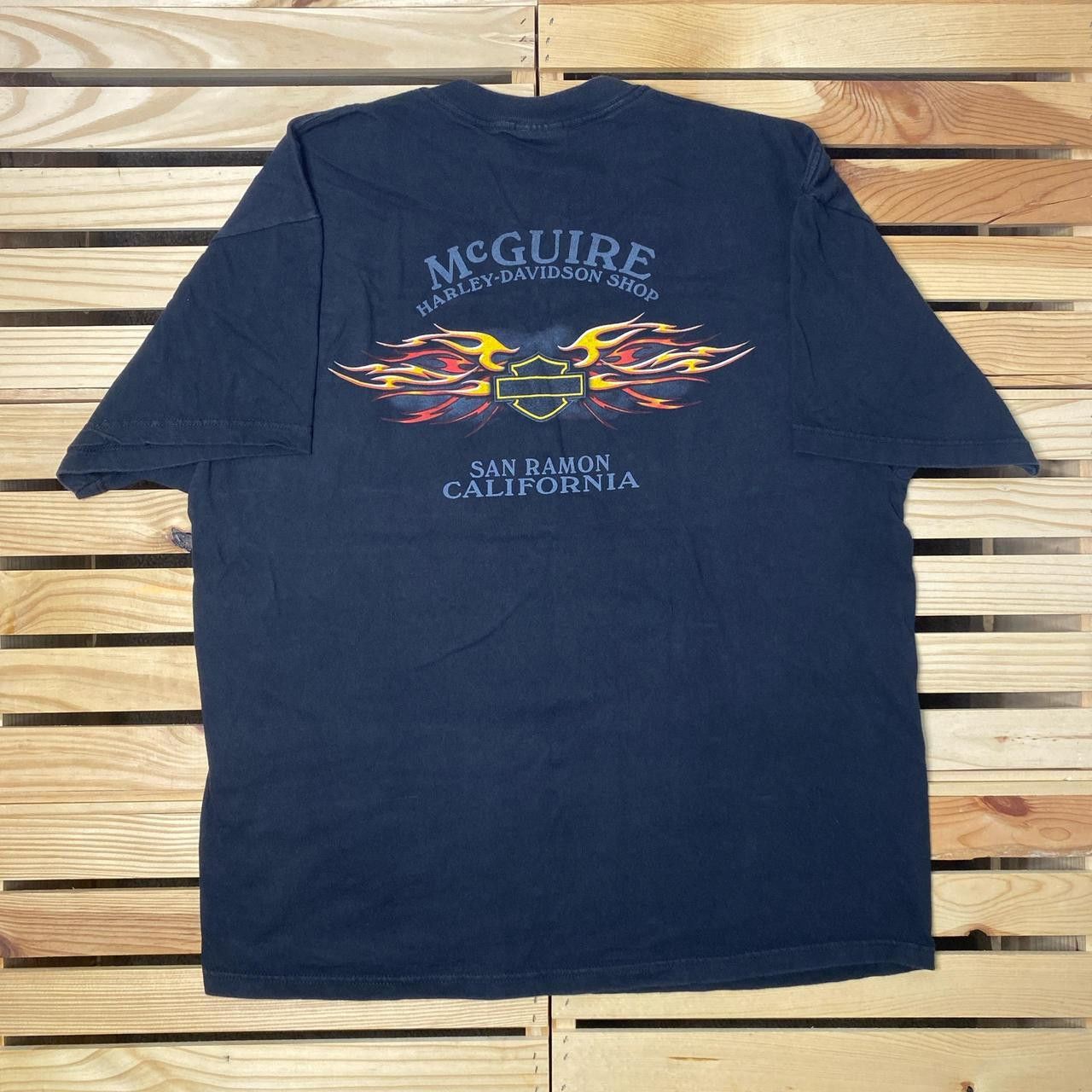 Harley Davidson Vintage Harley Davidson CA Black Biker Flames Tee Size XL Size US XL / EU 56 / 4 - 2 Thumbnail