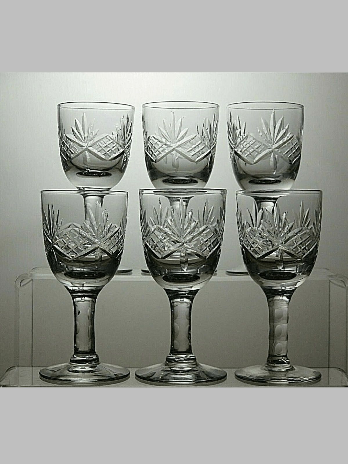 Starter Stuart Crystal Cut Stem Set Of 6 Sherry Glasses 4 1/2" Size ONE SIZE - 1 Thumbnail