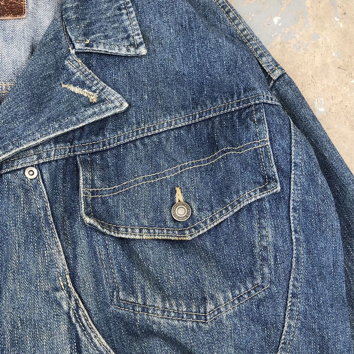 Vintage Vintage 1980s Denim Bomber Buckle Jacket Pockets Size US L / EU 52-54 / 3 - 8 Thumbnail
