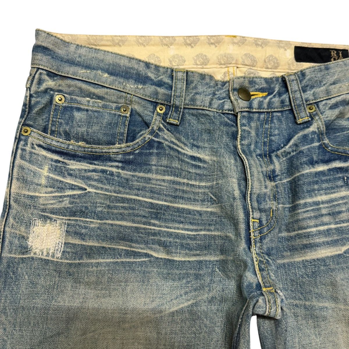 Japanese Brand Rico Mudwash Denim Flare Jeans Distressed Size US 33 - 4 Thumbnail