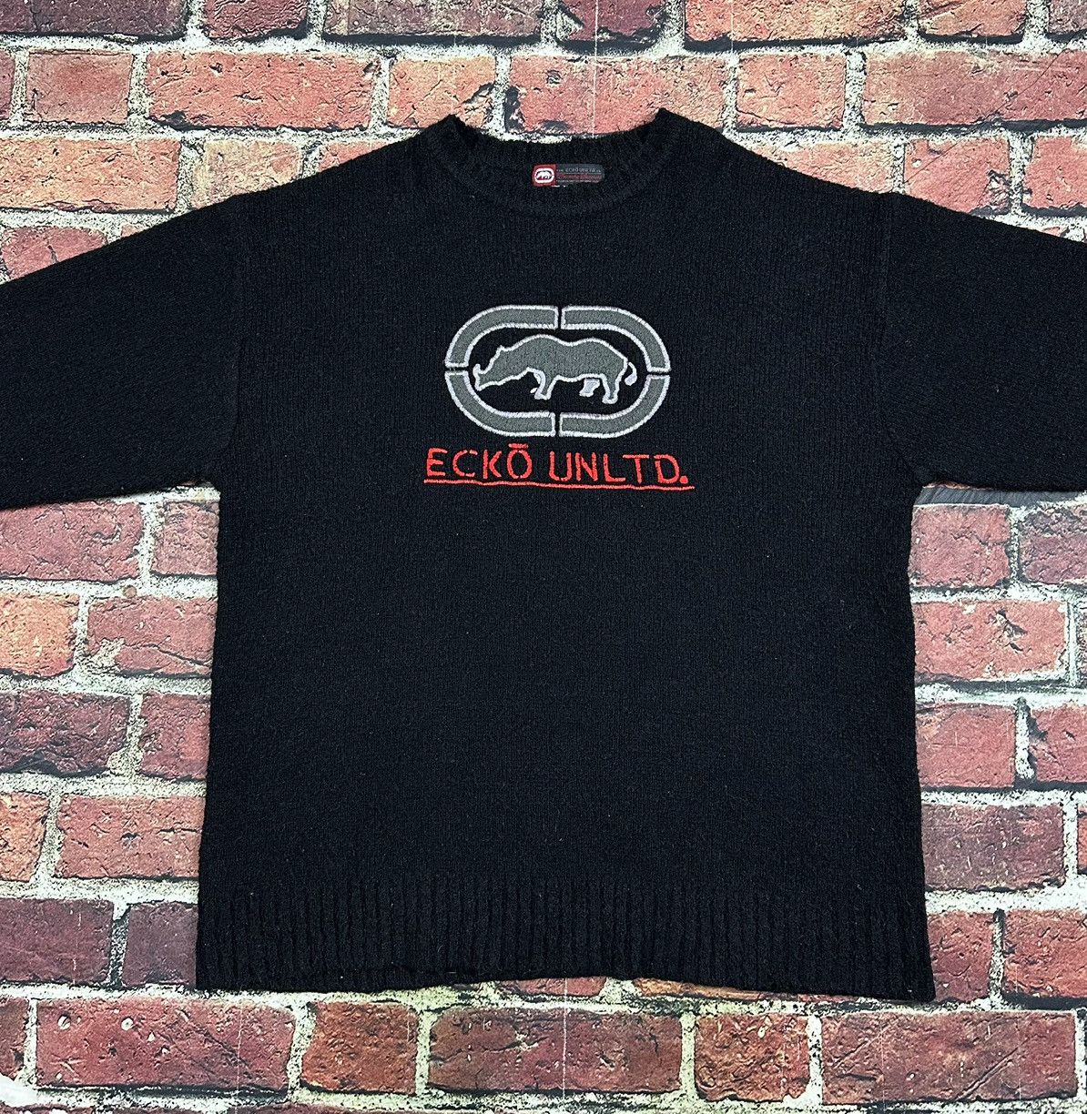 Ecko Unltd. Vintage Ecko Unltd Knit Sweater Logo Y2K Hip Hop Black Size US XL / EU 56 / 4 - 3 Thumbnail