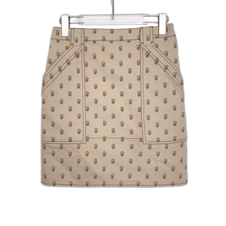 Hermes Hermes Logo Print Beige Mini Skirt-2506 Size 35" - 1 Thumbnail