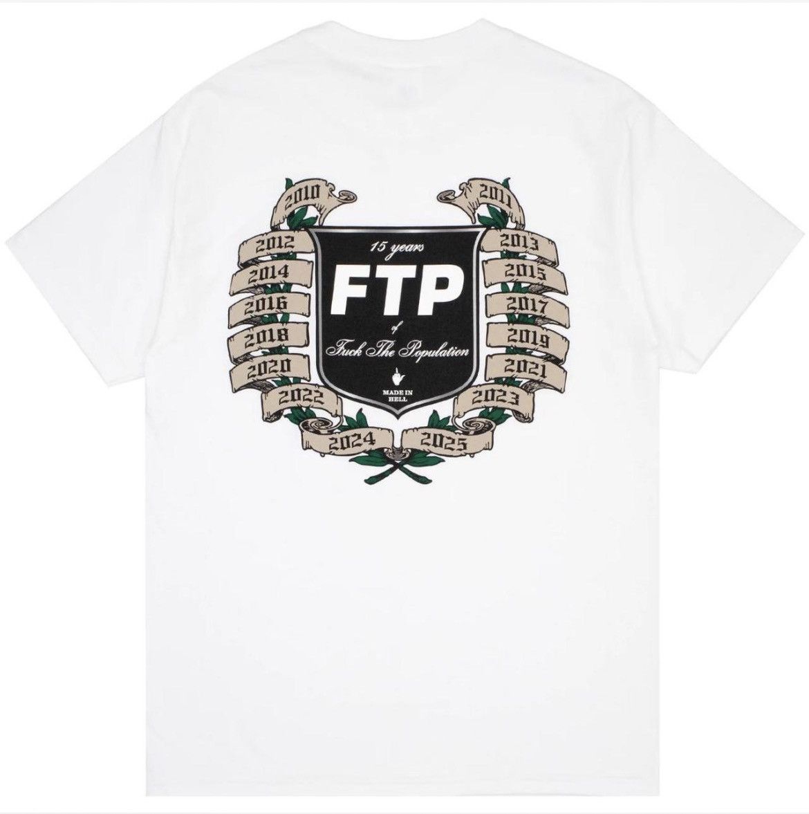 Fuck The Population 15 YEAR ANNIVERSARY TEE(WHITE)2025 Size US L / EU 52-54 / 3 - 2 Thumbnail