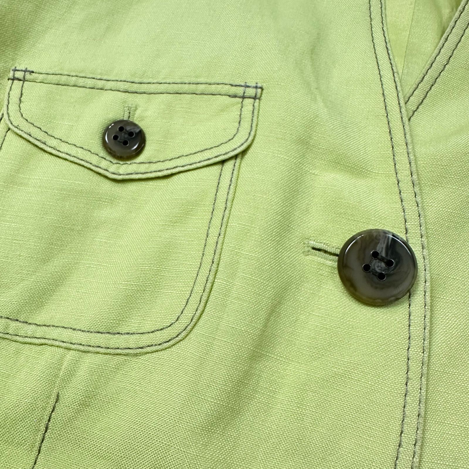 Elie Tahari Tahari Linen Blend Lime Green Belted Pocket Vest Size 8 Size M / US 6-8 / IT 42-44 - 12 Thumbnail