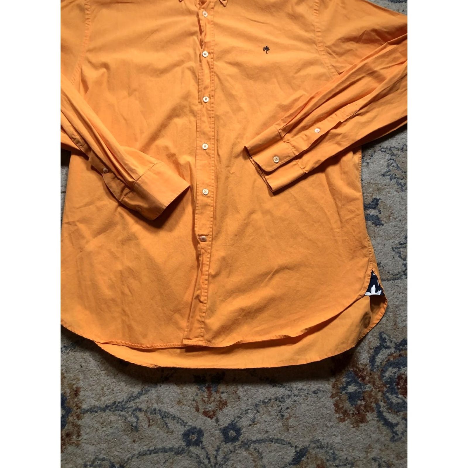 Lilly Pulitzer VINTAGE Lilly Pulitzer Shirt Mens XL Orange Button Down Palm Beach Poplin Palm Tree Size US XL / EU 56 / 4 - 5 Thumbnail
