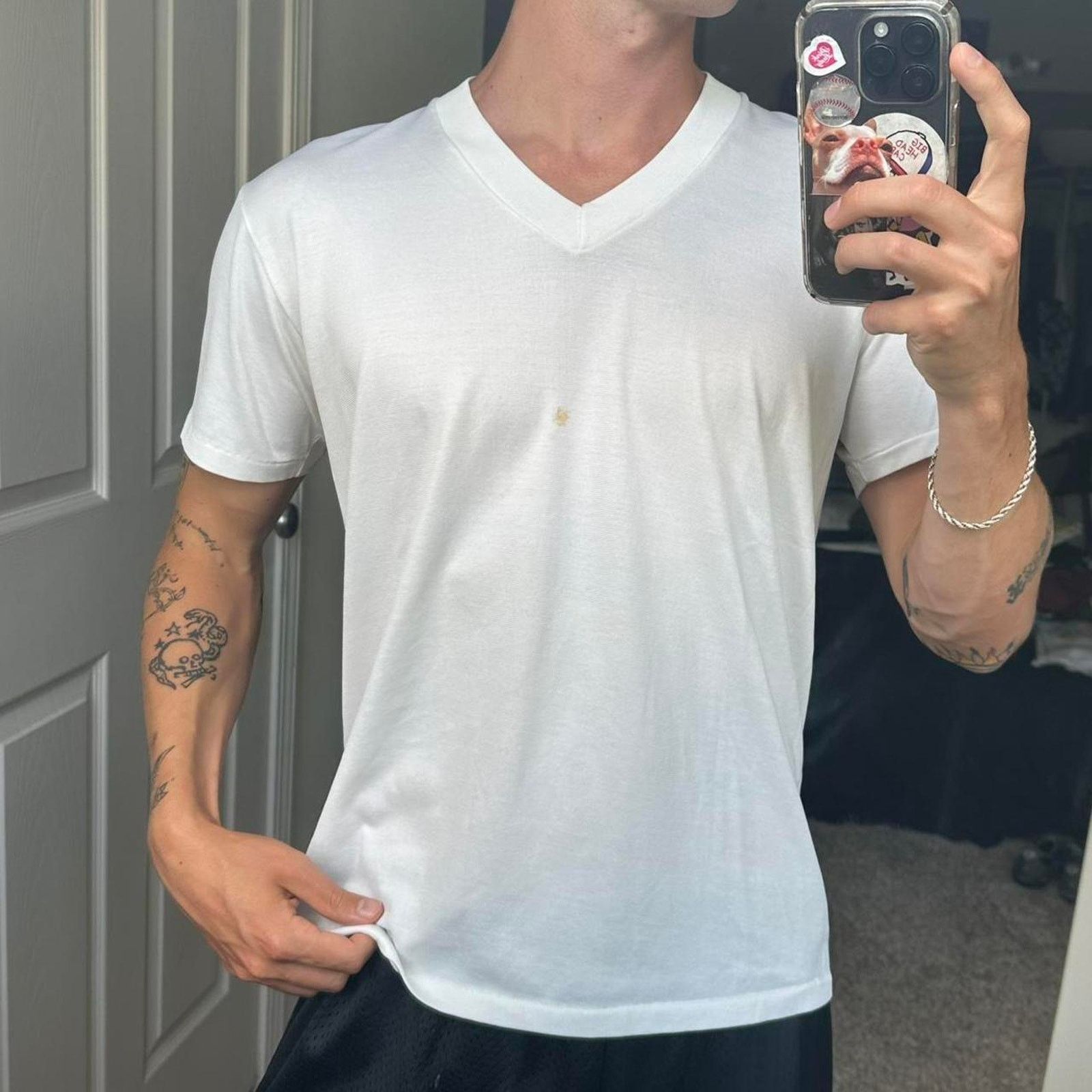 Vintage Perfect Vintage 70s White Blank Basic V Neck Shirt Top Tee Size US L / EU 52-54 / 3 - 2 Thumbnail