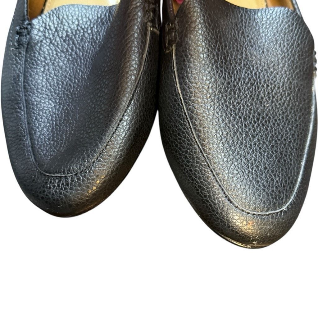 Robert Talbott TALBOTS Black Pebbled Leather Shoes Flats Slip Ons Loafers V Size US 8 / IT 38 - 4 Thumbnail