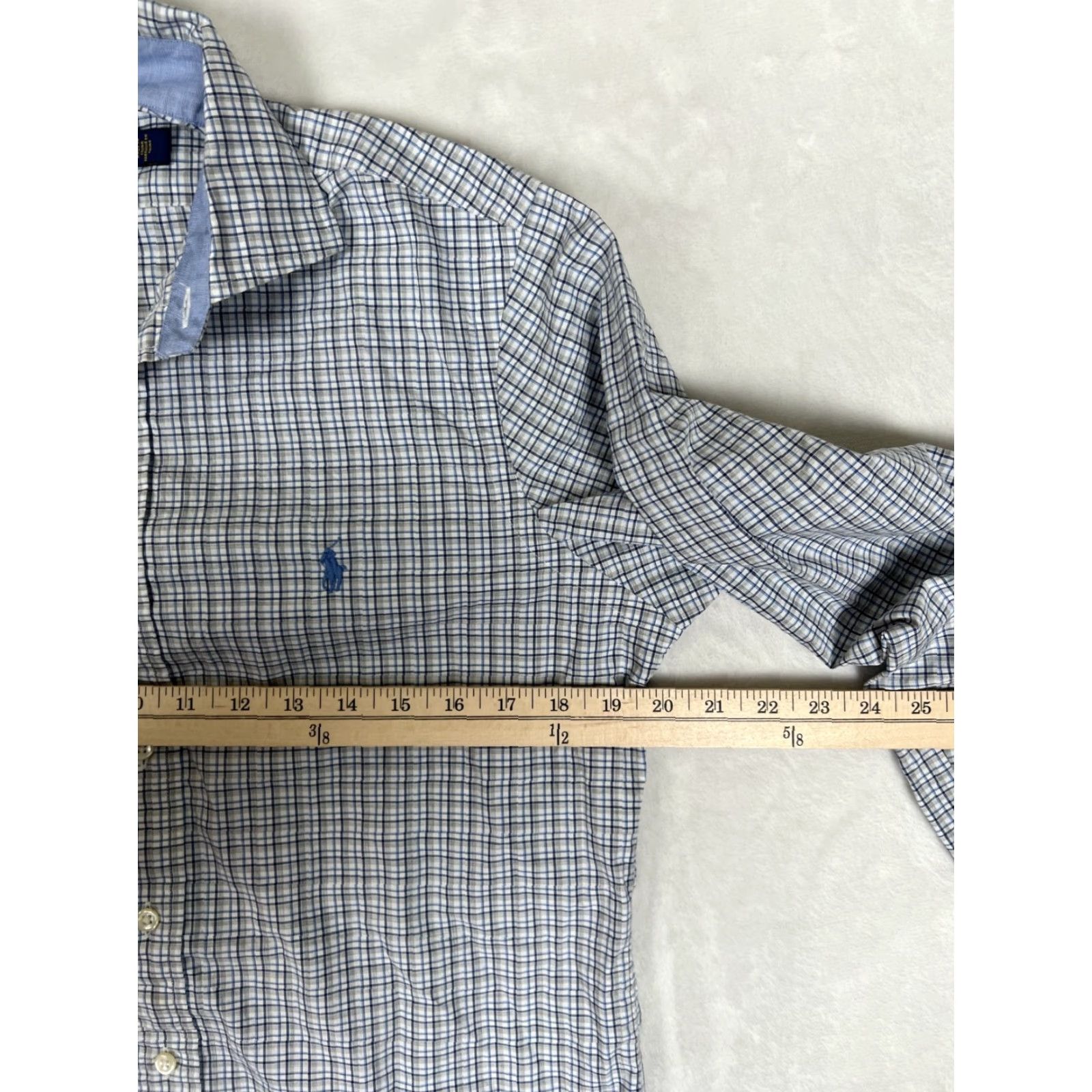 Polo Ralph Lauren Polo Ralph Lauren Button-Down Shirt Mens Small Plaid Blue White Gray Classic Button-Up Long Sleeve, Cotton, Regular Fit, Casual, All Seasons Size US XXL / EU 58 / 5 - 5 Thumbnail