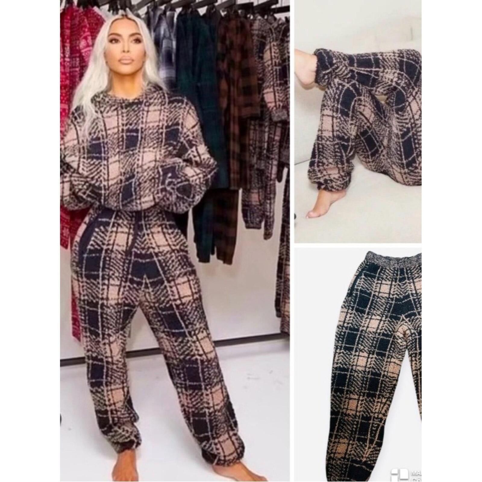 Swims SKIMS Plaid Cozy Lounge Pants - Black & Beige Size 32" / US 10 / IT 46 - 1 Thumbnail