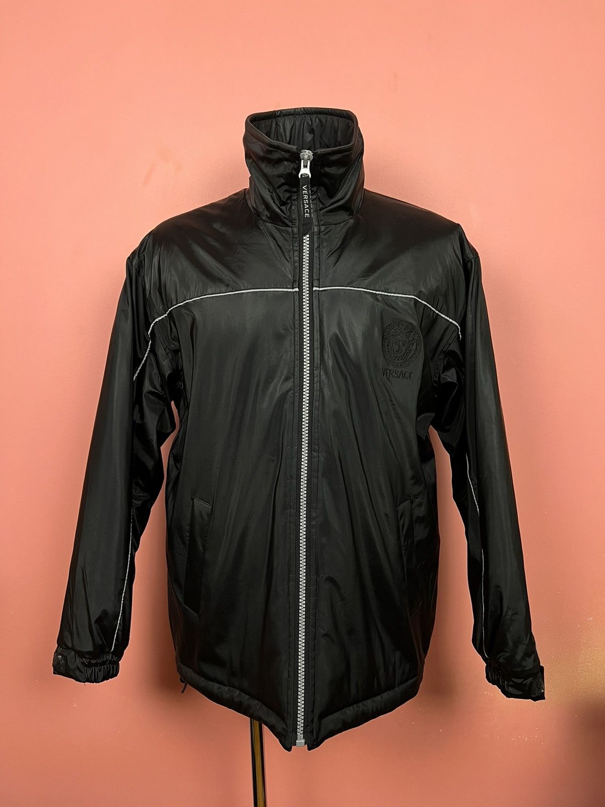 image of Versace V2 Vintage Streetwear Jacket Logo in Black, Men's (Size Medium)