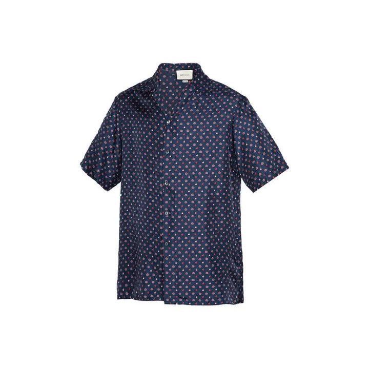 Gucci Gucci Apple Pattern Silk Short Sleeve Shirt-2507 Size US S / EU 44-46 / 1 - 1 Thumbnail