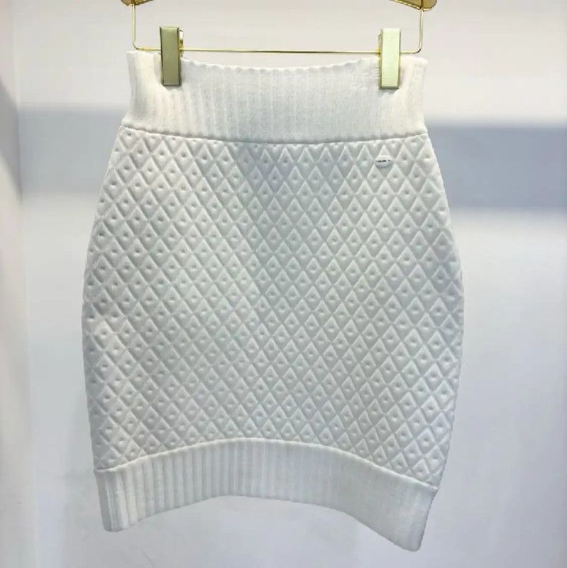 Chanel White Cotton Blend Women's Skirt 0089