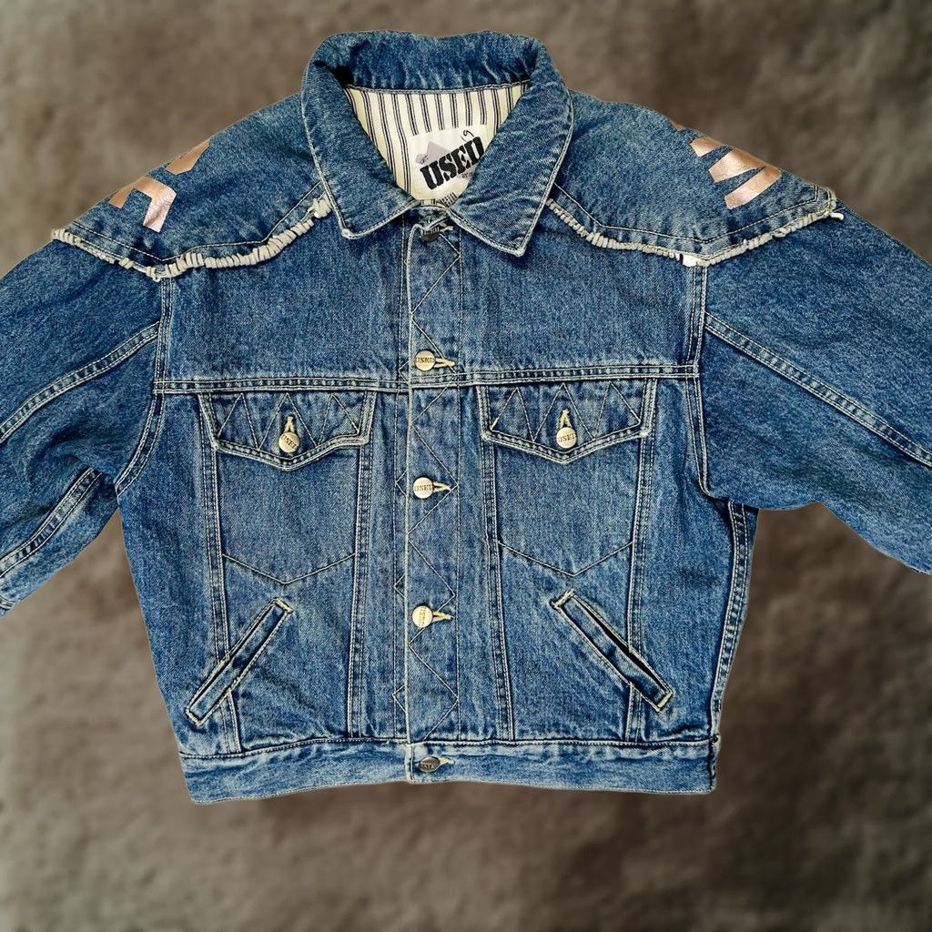 Denime VINTAGE Get Used by Elie Denim Jean Jacket Small Mens/Womens Blue Cotton 1980s Street Wear Jacket Size 28" / US 6 / IT 42 - 1 Thumbnail