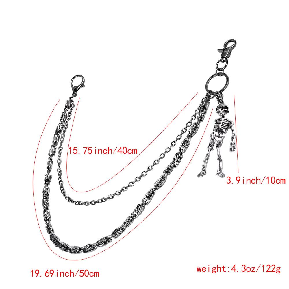 Jewelry Halloween Double Skull Vintage Wasit Pant Chain Size ONE SIZE - 4 Thumbnail