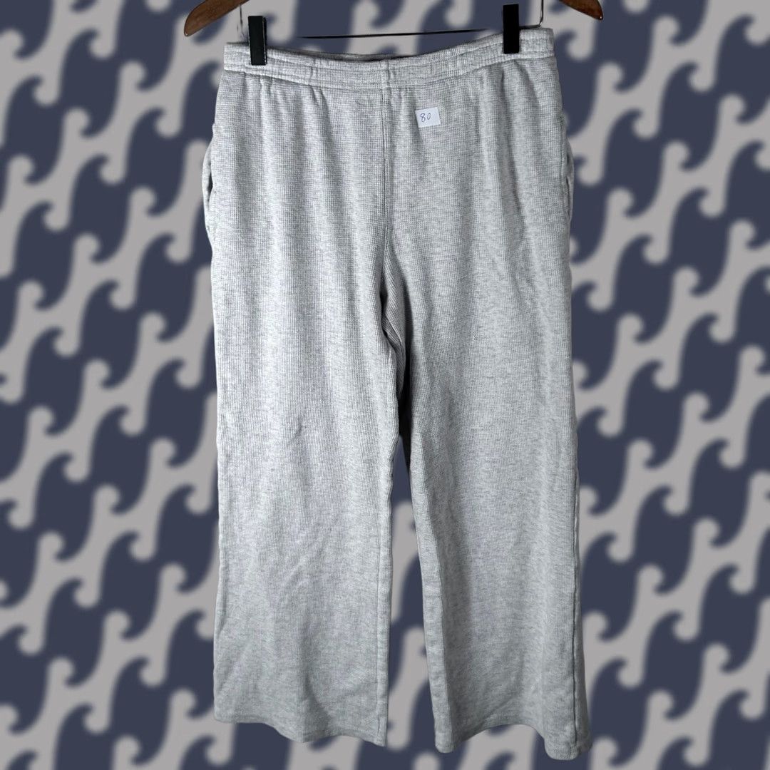 Brandy Melville Brandy Melville Gray Waffle Knit Thermal Pajama Pants Cotton Lounge Pants Wide Leg Pajamas Womens One Size Regular Fiber Knit Light Weight Winter Fall Size 42" / US 20 - 1 Thumbnail