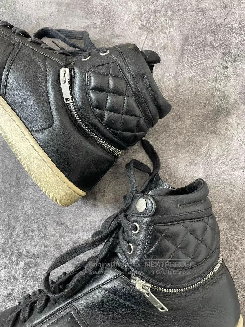 Saint Laurent Paris Saint Laurent Paris Back zipper diamond patch high-top fla Size US 8.5 / EU 41-42 - 3 Thumbnail