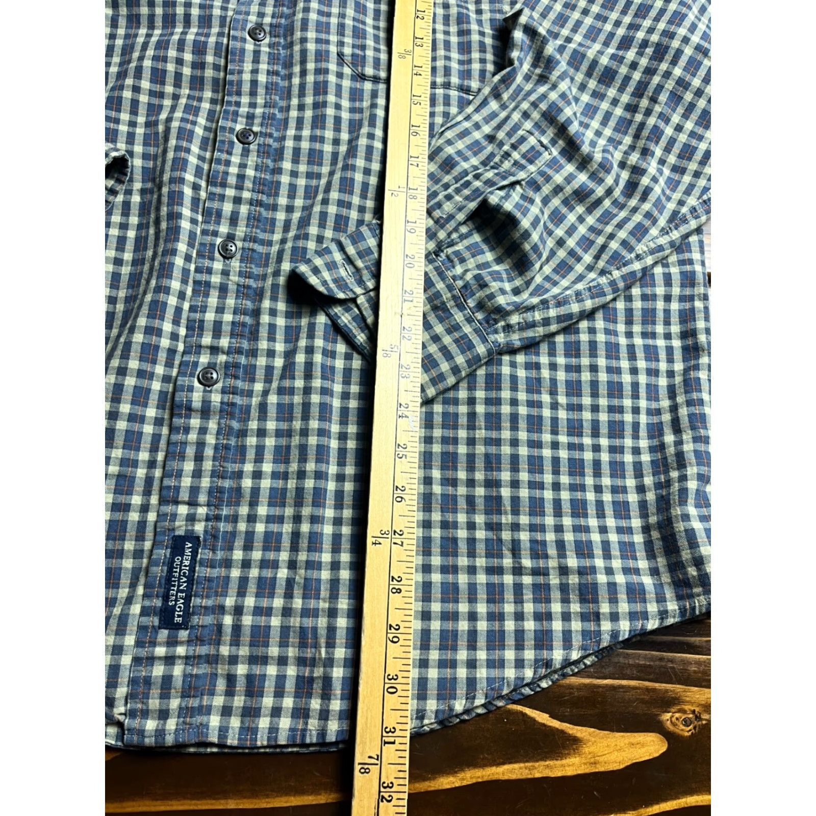 American Eagle Outfitters VINTAGE American Eagle Outfitters Shirt Mens XL Navy Blue Tan Orange Button Up Size US XL / EU 56 / 4 - 6 Thumbnail