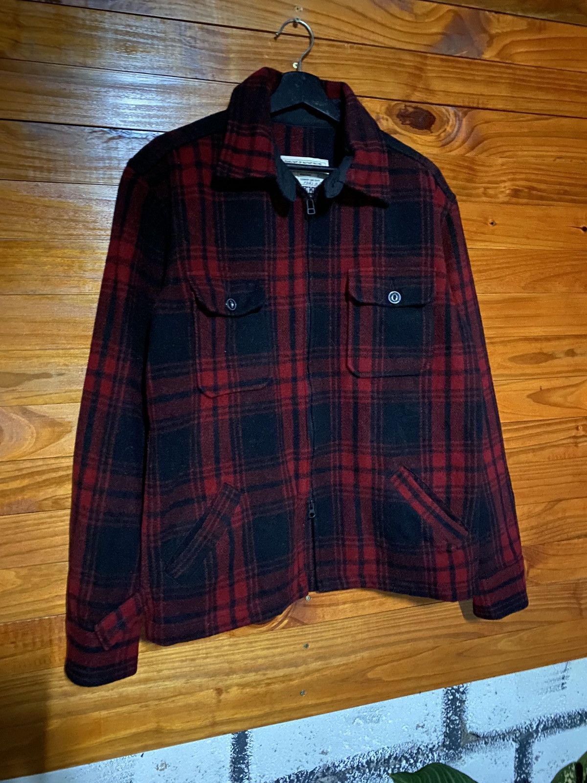 Japanese Brand Back Number Red Black Wool Plaid Jacket – Military Inspired Size US L / EU 52-54 / 3 - 4 Thumbnail
