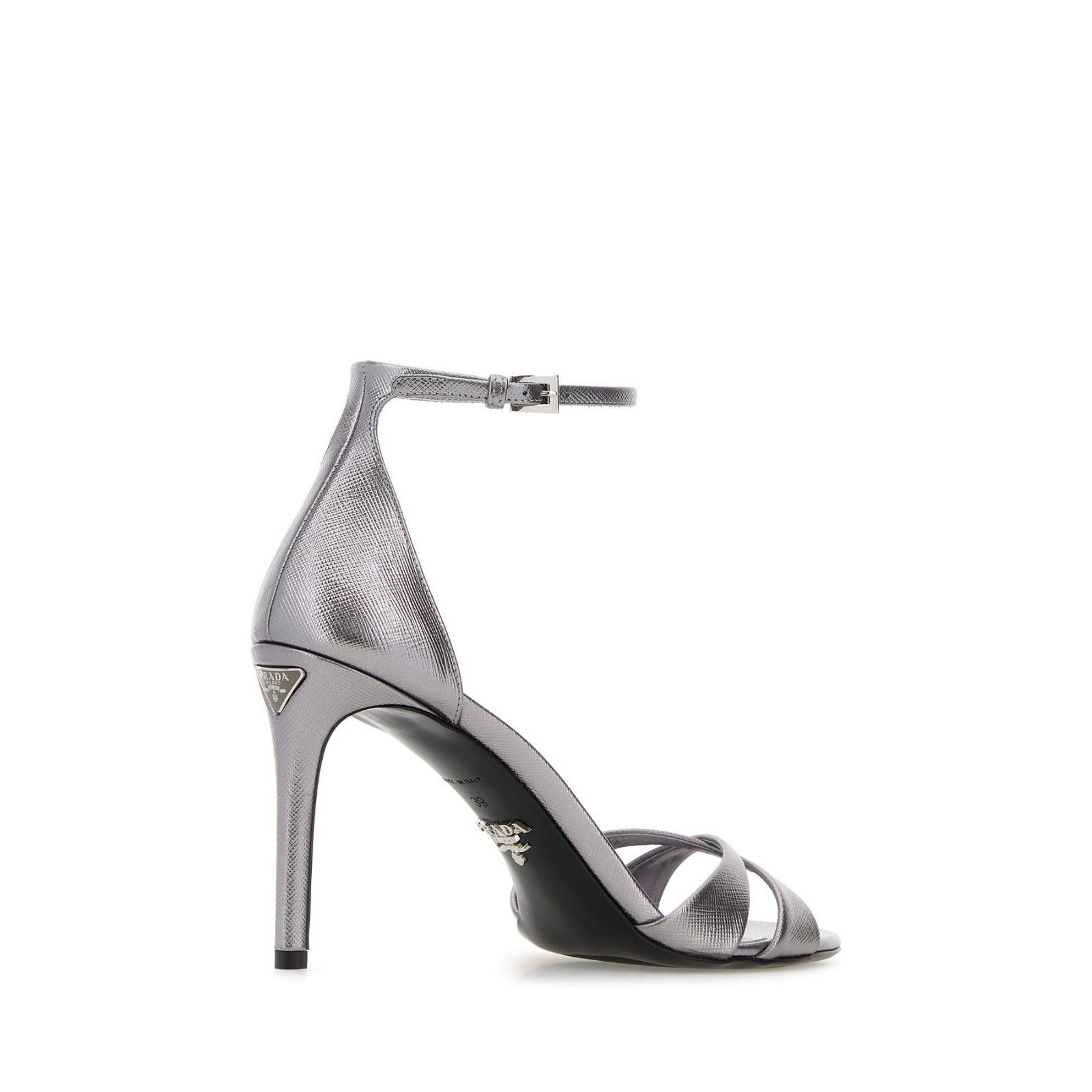 Prada PRADA Silver Leather 100mm Heel Sandals New & Authentic (Wom Size US 8 / IT 38 - 3 Thumbnail