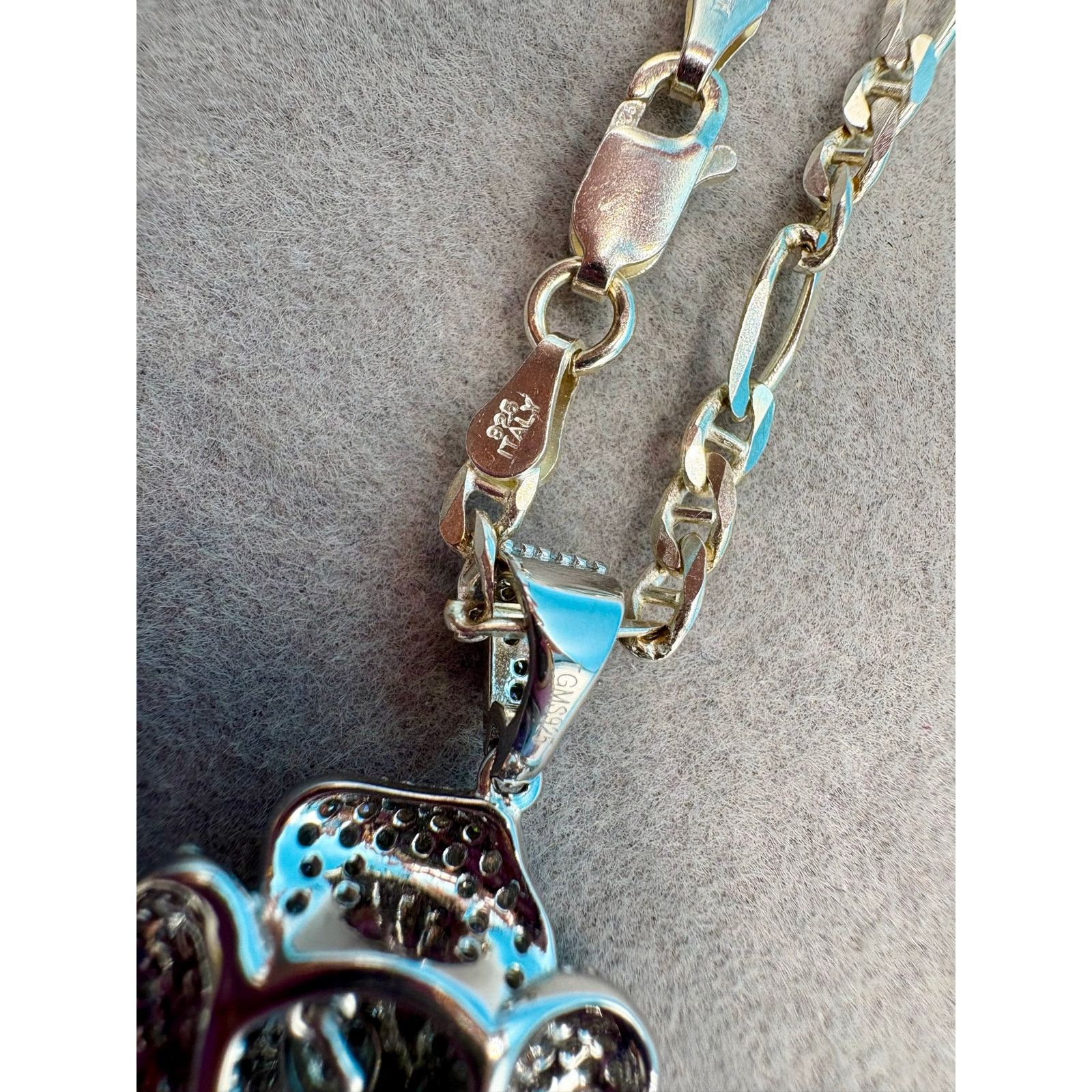 Jewelry NEW 2ct. Moissanite Rose Pendant & 17" Figaro Chain, Stamped Size ONE SIZE - 4 Thumbnail