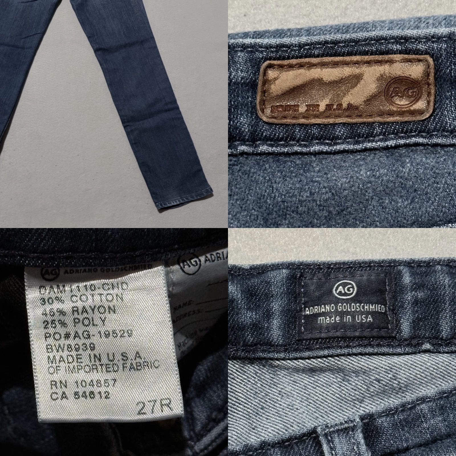 Denime AG Adriano Goldschmied Jeans Women's Blue Denim Slim Straight USA Made 27 Jeans Slim 5-Pocket Design Women's USA Made Blue 27 Size 27" / US 4 / IT 40 - 8 Thumbnail