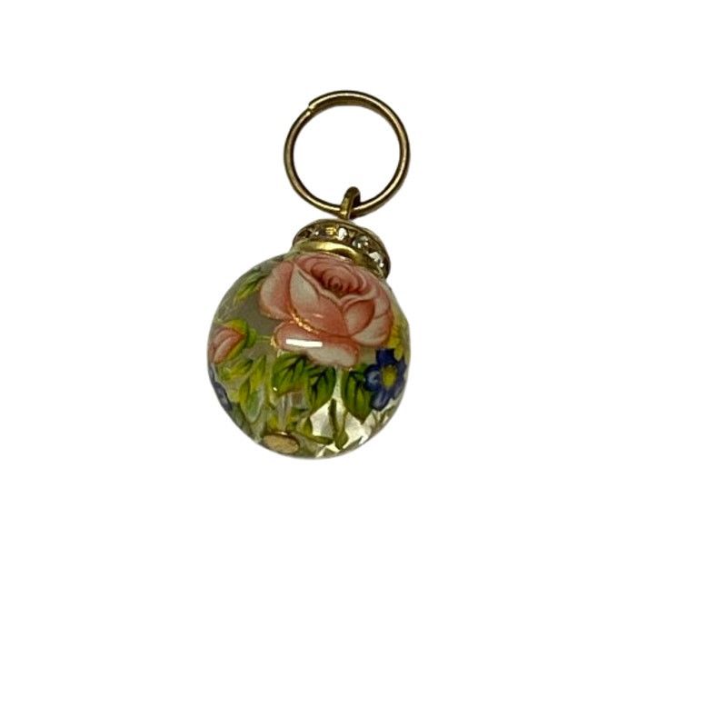 The Unbranded Brand Vintage Glass Ball Charm Pendant Floral Black Gold Jewelry Size ONE SIZE - 2 Thumbnail