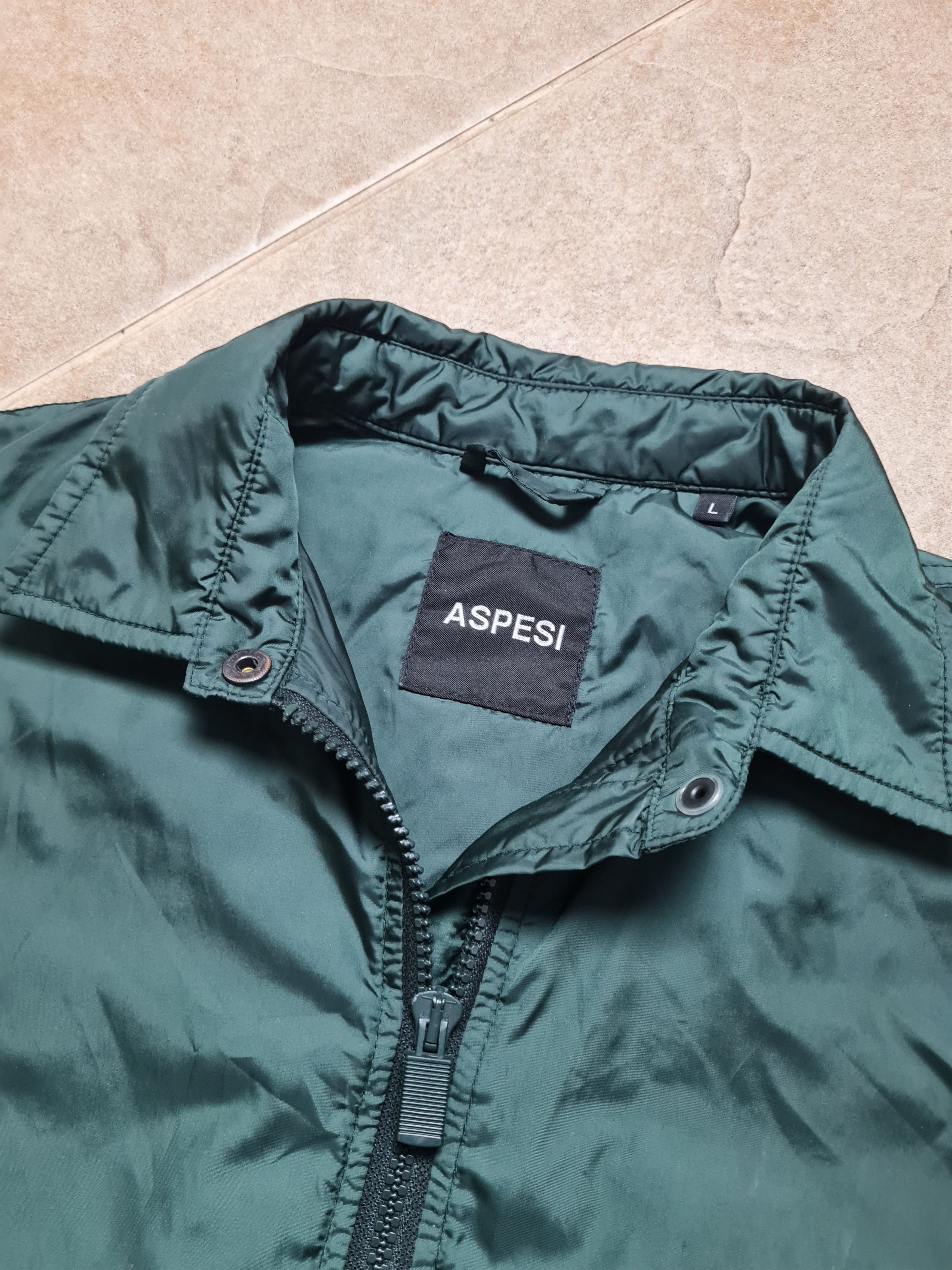 Aspesi ASPESI Women's Dark Green Nylon Jacket Full Zip Windbreaker Size L / US 10 / IT 46 - 7 Thumbnail