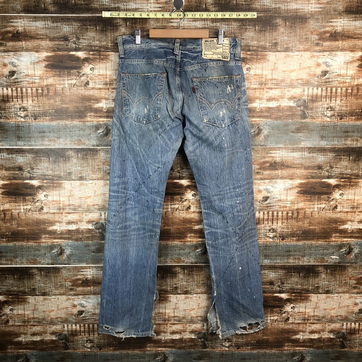 Edwin DLL Edwin Blue Stripe Distressed Denim Pants #C006 Size US 31 - 15 Thumbnail