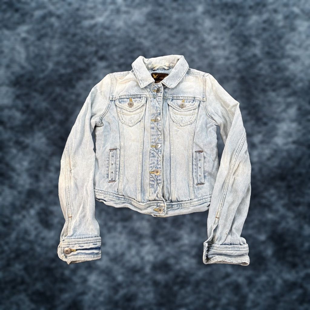 Vintage VINTAGE Wet-seal Denim Jacket Womens Medium Light Wash Distressed Y2K Shirt Womens Medium Blue 90s Classic Mens? Size M / US 6-8 / IT 42-44 - 1 Thumbnail