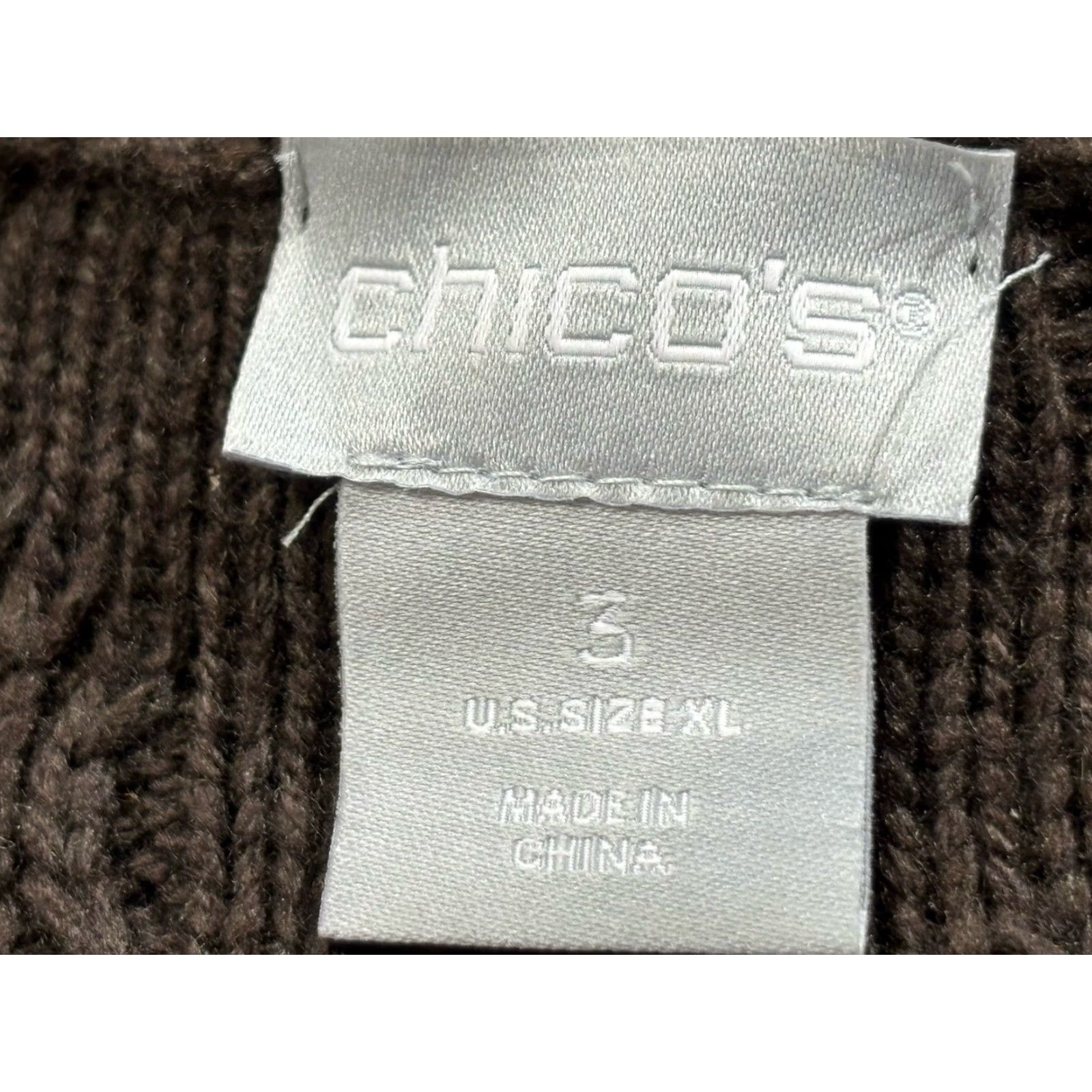 Vintage VINTAGE Chico's Cable Knit Cardigan Sweater XL Brown Open Front Fisherman Womens Size XL / US 12-14 / IT 48-50 - 6 Thumbnail
