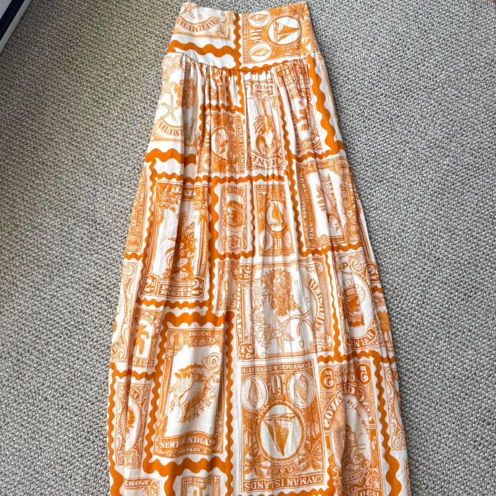 Nicole Miller Orange and white - designer maxi skirt Size 25" / US 0 / IT 36 - 4 Thumbnail