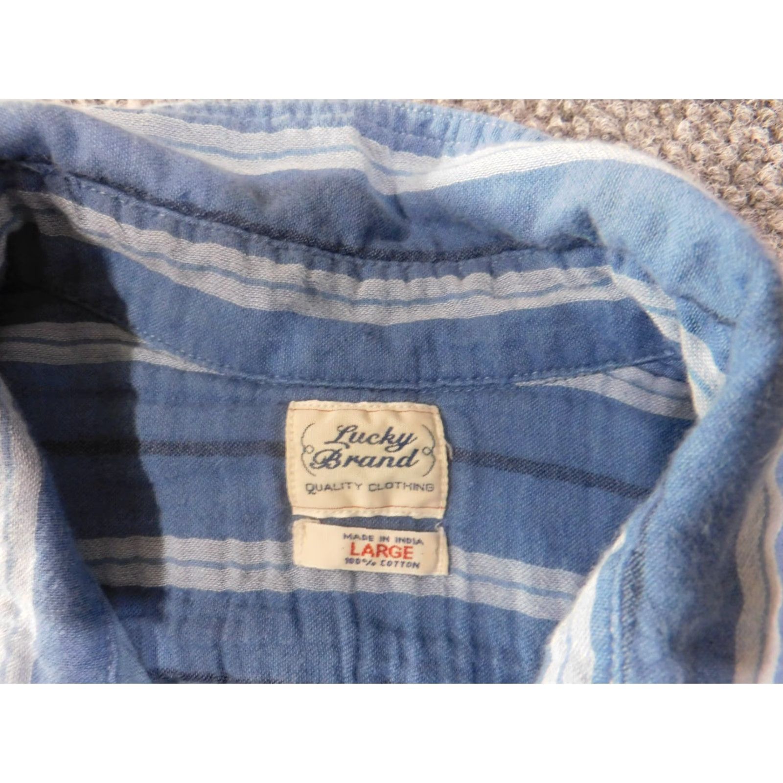 Lucky Brand Lucky Brand Shirt Men L Blue Flannel Striped Retro Classic Button-Up Collared Long Sleeve Casual Vintage? No (avoid N/A) Size US L / EU 52-54 / 3 - 5 Thumbnail