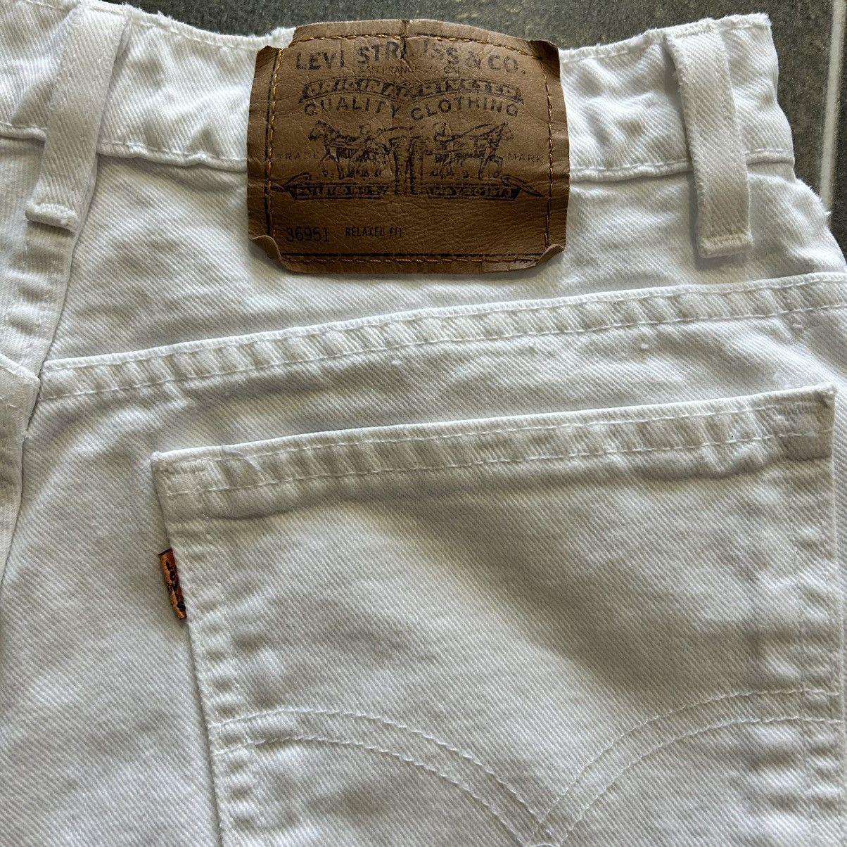 Levi's Vintage 90s Levi’s Orange Tabs White Denim Shorts Size 31" - 5 Thumbnail