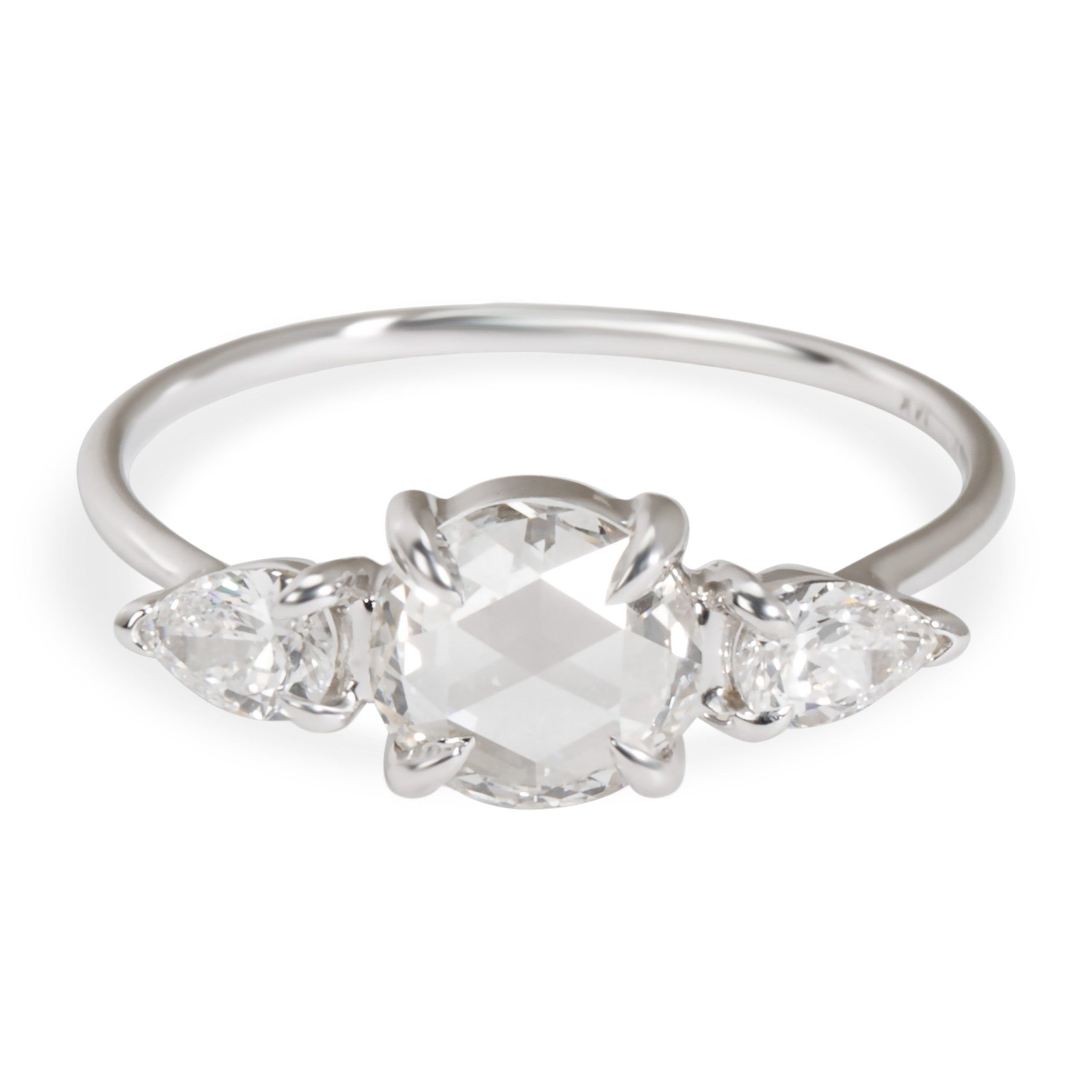 image of Cartier Vintage Rose Cut Diamond 3 Stone Ring In 14K White Gold 0.71 Ctw, Women's