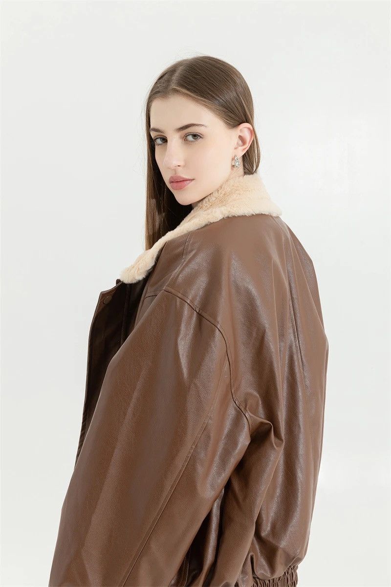 Other Winter Fur PU Leather Vintage Motorcycle Jacket Coat Unisex Size ONE SIZE - 7 Thumbnail