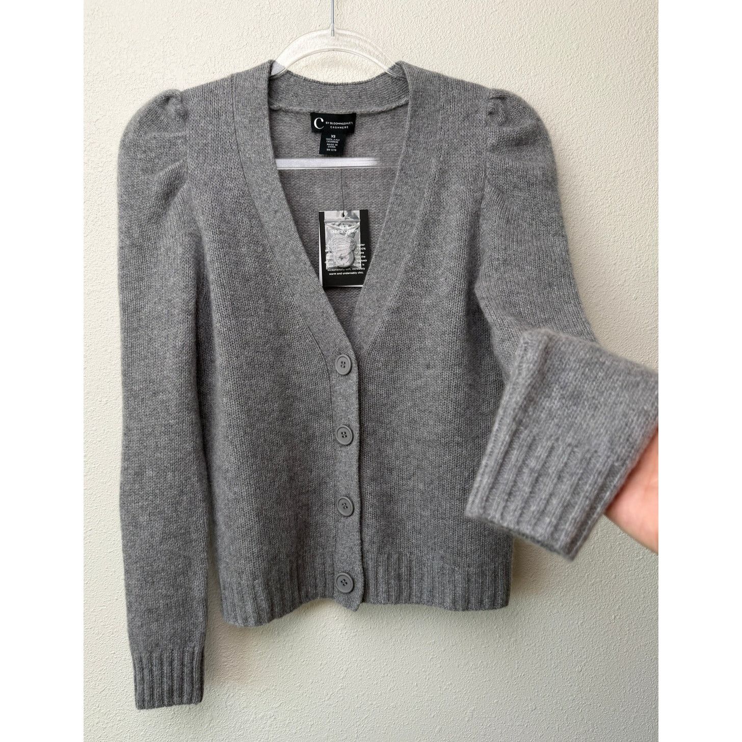 Bloomingdale's NWT C by Bloomingdales Gray Cashmere Cardigan Women XS Size XS / US 0-2 / IT 36-38 - 3 Thumbnail